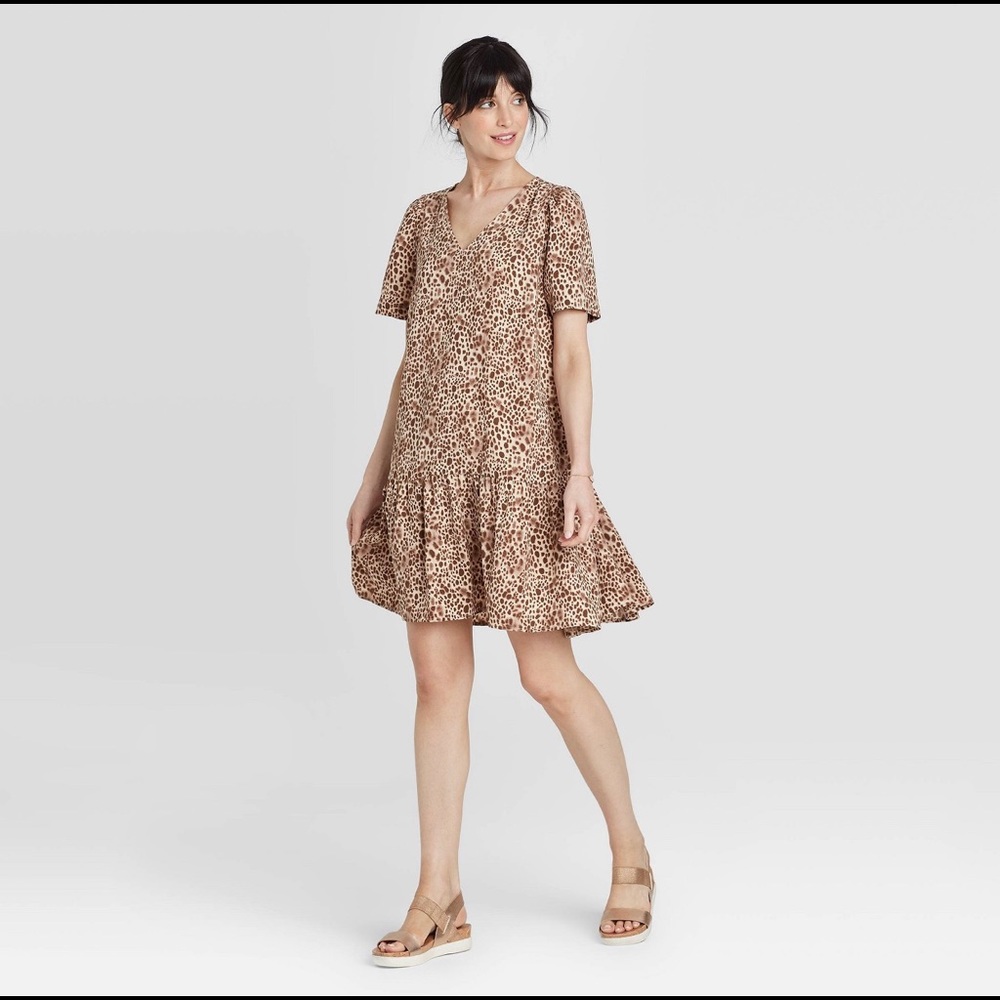 Flowy animal printed mini dress